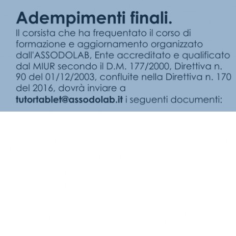 Adempimenti finali corsi TABLET